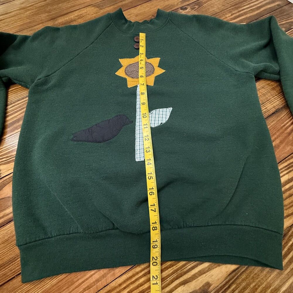 Vintage Fruit Loom Mock Neck Sunflower Bird Applique Embroidered Sweatshirt, M - Picture 10 of 12